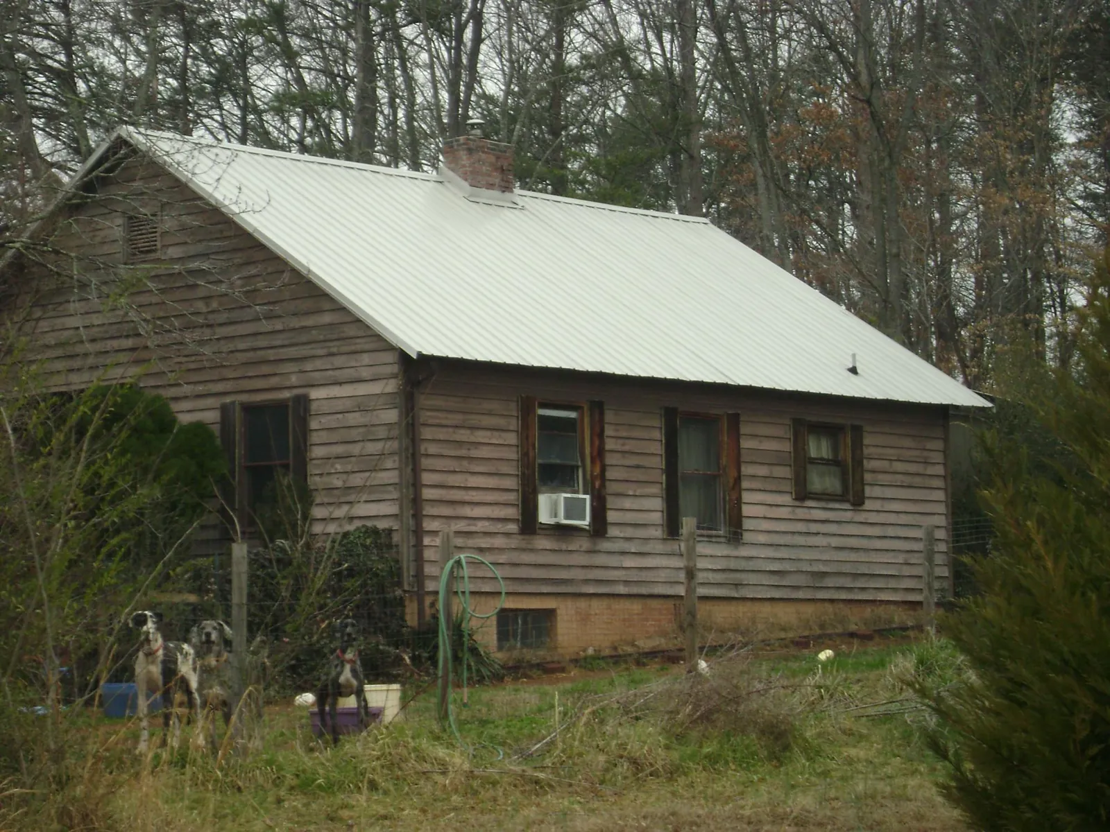 White metal roof on an old wood sided farmhouse, from a Metal Roof Installation job in Volga